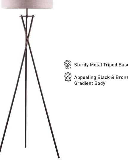 NicBex Floor Lamp,Modern Home Decor Crossed Tripod Floor Lamp with Beige Fabric Drum Shade,Standing Lamp Tall Lamp,Floor Lamps for Living Room,Bedroom and Office,Reading Light,Easy Assembly,Bronze - LeafyLoom