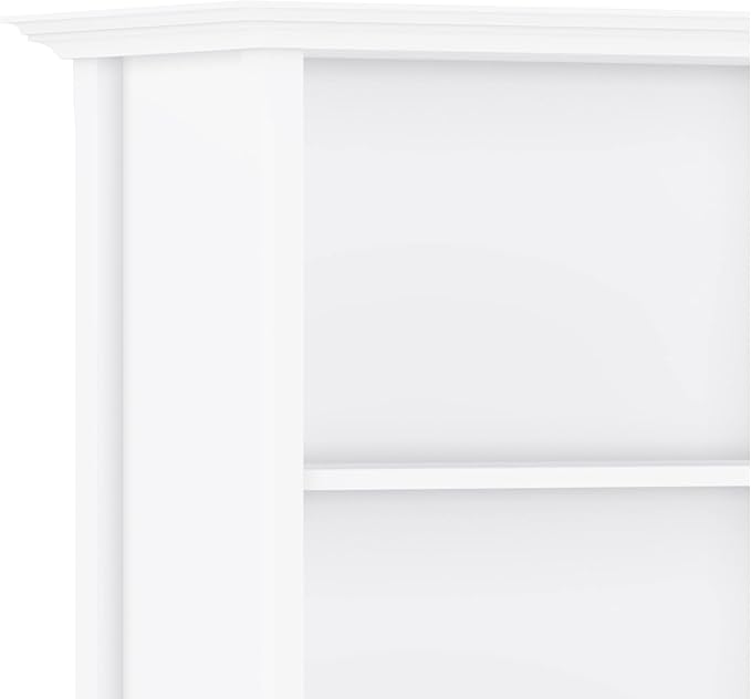 SIMPLIHOME Amherst SOLID WOOD 30 Inch Transitional 5 Shelf Bookcase in White, For the Living Room, Study Room and Office - LeafyLoom