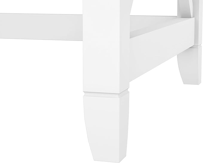 Bush Furniture Key West Writing Table for Home Office | Small Modern Farmhouse Desk, 48W, Pure White and Shiplap Gray - LeafyLoom