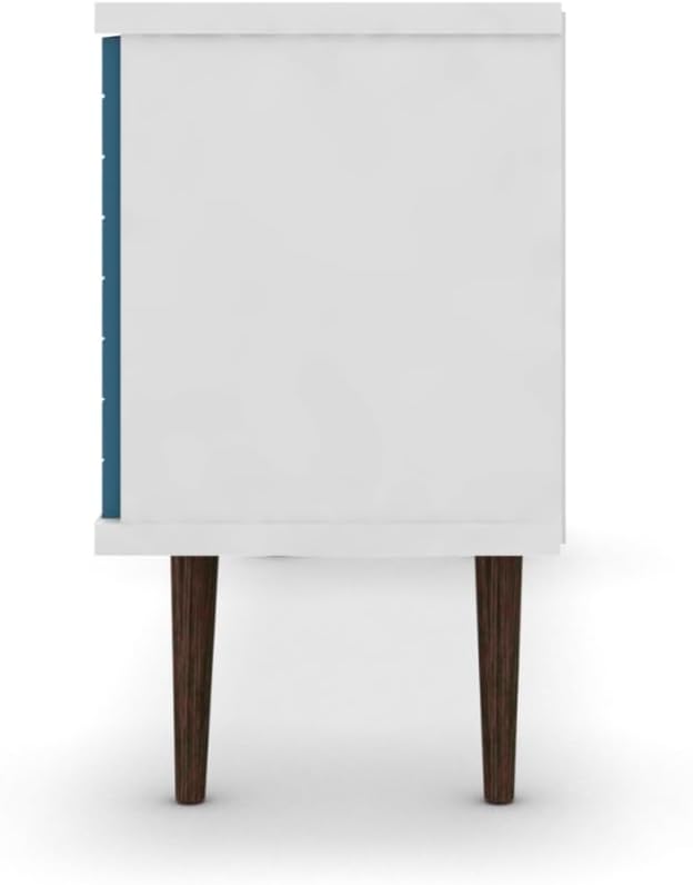 Manhattan Comfort Liberty Mid Century Modern TV Stand for Televisions up to 50 Inches, Bedroom and Living Room Entertainment Center with Storage, Shelves, and Cabinet, 53" Wide, White and Aqua Blue - LeafyLoom