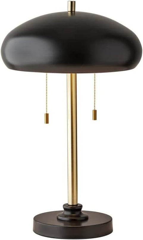 Adesso 1562-21 Cap Table Lamp, 23 in., 2 x 40W Type A (Not Included), Black & Antique Brass, 1 Table Lamps - LeafyLoom