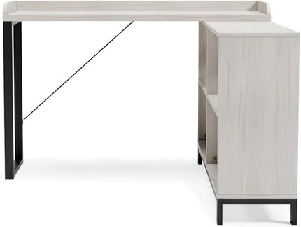 Signature Design by Ashley Bayflynn Modern L-Desk, White & Black - LeafyLoom