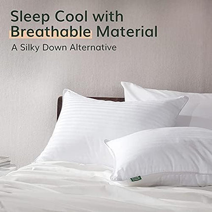 Fern and Willow Pillows for Sleeping - Set of 2 Queen Size 20"x28" Down Alternative Pillow Set w/Luxury Plush Cooling Material for Side, Back & Stomach Sleepers - LeafyLoom