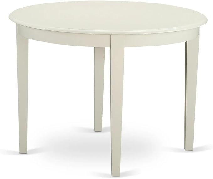 East West Furniture BOIP5-LWH-W Boston 5 Piece Kitchen Set for 4 Includes a Round Table and 4 Dining Room Chairs, Linen White, 42x42 Inch - LeafyLoom