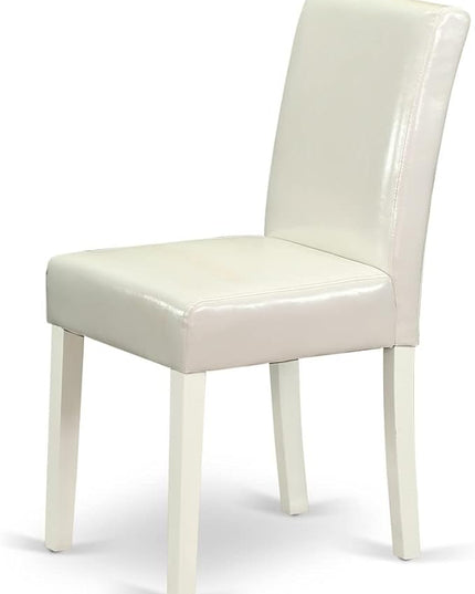 East West Furniture 1NDAB5-LWH-64 5 Piece Dinette Set for 4 Includes a Rectangle Room Table with Dropleaf and 4 White Faux Leather Parson Dining Chairs, 30x48 Inch - LeafyLoom
