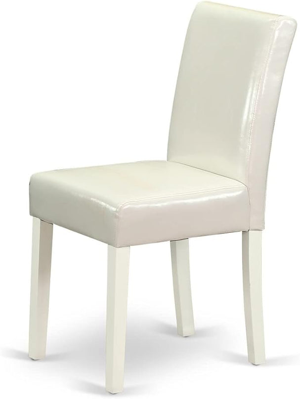 East West Furniture 1NDAB5-LWH-64 5 Piece Dinette Set for 4 Includes a Rectangle Room Table with Dropleaf and 4 White Faux Leather Parson Dining Chairs, 30x48 Inch - LeafyLoom
