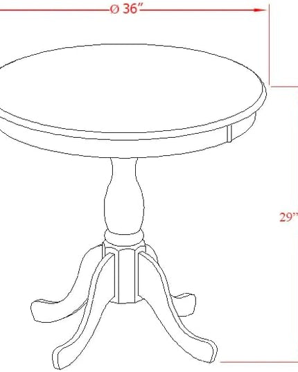 East West Furniture Antique 3 Piece Modern Set Contains a Round Table with Pedestal and 2 Kitchen Dining Chairs, 36x36 Inch, AMAV3-LWH-W - LeafyLoom