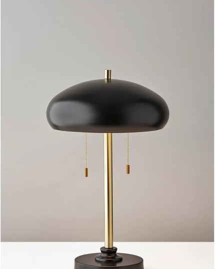 Adesso 1562-21 Cap Table Lamp, 23 in., 2 x 40W Type A (Not Included), Black & Antique Brass, 1 Table Lamps - LeafyLoom