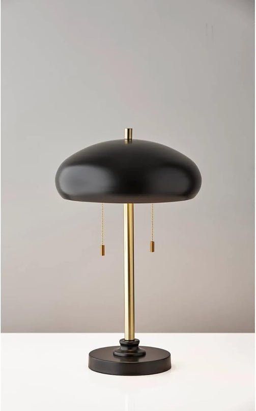 Adesso 1562-21 Cap Table Lamp, 23 in., 2 x 40W Type A (Not Included), Black & Antique Brass, 1 Table Lamps - LeafyLoom