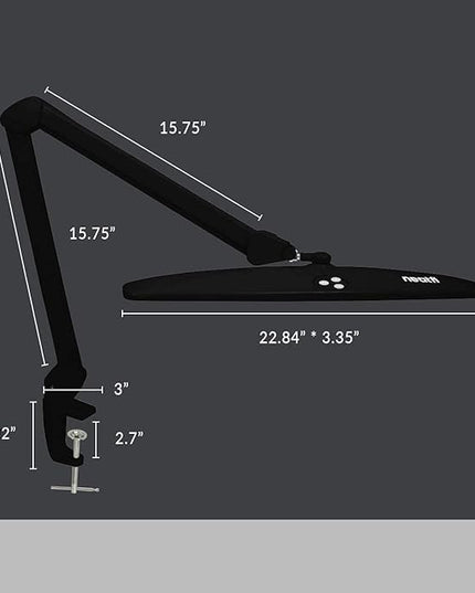 Neatfi Elite HD XL Task Lamp, 1360 Lumens, 84PCS SMD LED, 6500K, Super Bright Desk Lamp, Non-polar Dimming (Non-CCT with Clamp, Black, 22 Inches) - LeafyLoom