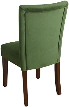 HomePop Parsons Classic Upholstered Accent Dining Chair, Set of 2, Dark Green Velvet - LeafyLoom