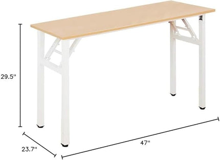 SogesGame 47 inches Computer Desk Folding Table Small Writing Desk Compact Desk Foldable Desk No Install Needed,Teak White,LP-AC5YW-120 - LeafyLoom
