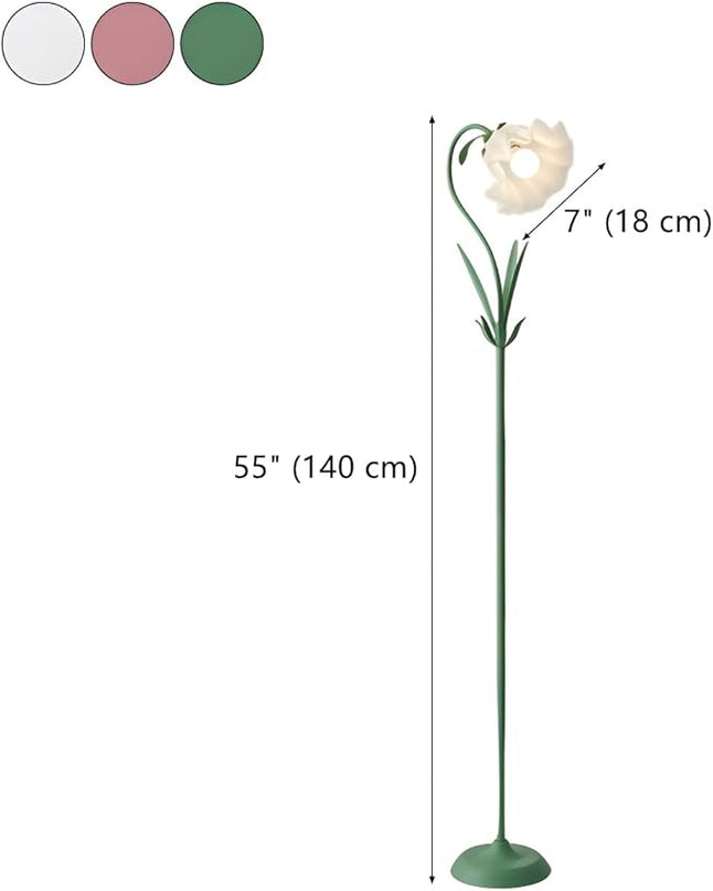OTTOSON Modern Flower Shape Floor Lamp, Macaron Pink 1-Light Iron Standing Light Cute Floral Lamp with Acrylic Shade Arc Tall Lamp for Living Room Corner Bedroom Kids Room - LeafyLoom