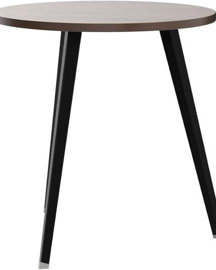 Round Modern Wooden Dining Table Cocktail Table with Aluminum Legs for Kitchen Living Room Leisure Coffee Table, Light, Self-Assembly,27.6"*29.5" (W*H) - LeafyLoom