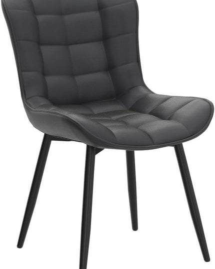 YOUTASTE Black Dining Chairs Set of 2 PU Leather Upholstered Modern Armless Dining Room Chair with Back Metal Legs Kitchen Dinner Accent Guest Chairs for Vanity Reception Waiting Room - LeafyLoom