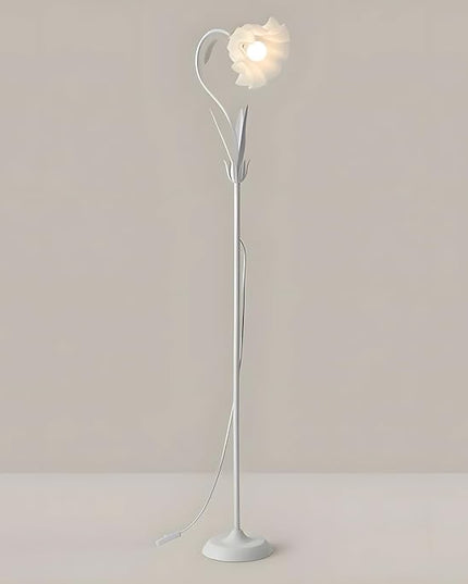 OTTOSON Modern Floor Lamp 1 Light Flower Tall Lamp Iron Standing Lamp Cute Floral Lamp Arc Freestanding Light with Acrylic Shade for Living Room Corner Bedroom Kids Room Office, White - LeafyLoom