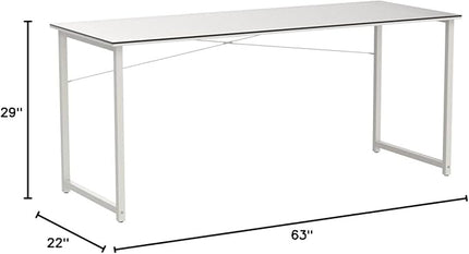 Coleshome Modern Simple High-Level Color Matching Computer Desk,63 Inch Home Office Desk,Makeup Vanity Desk, White - LeafyLoom