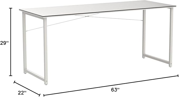 Coleshome Modern Simple High-Level Color Matching Computer Desk,63 Inch Home Office Desk,Makeup Vanity Desk, White - LeafyLoom