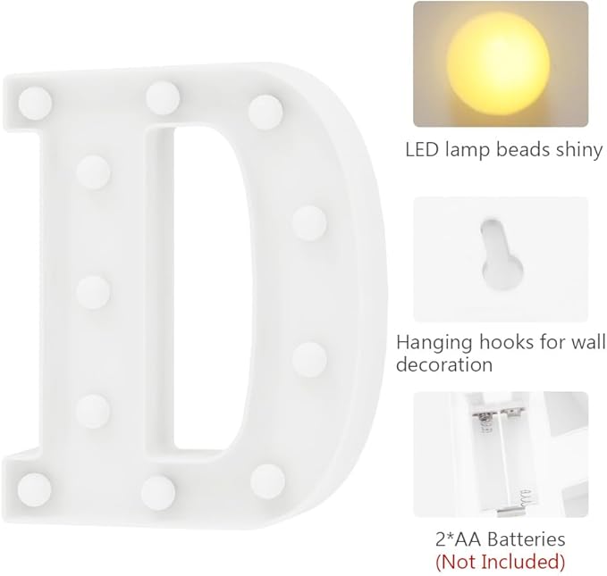 Light Up Letters Birthday Decorations for Women Marquee Letters for Wall Decor Alphabet Letters D Outdoor Christmas Decorations Room Decorations Centerpiece Table Decorations Locker Decorations - LeafyLoom