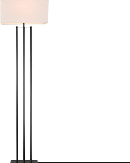 Globe Electric 67522 Ricci 62" Floor Lamp, Matte Black, White Fabric Shade, On Off Switch on Socket - LeafyLoom
