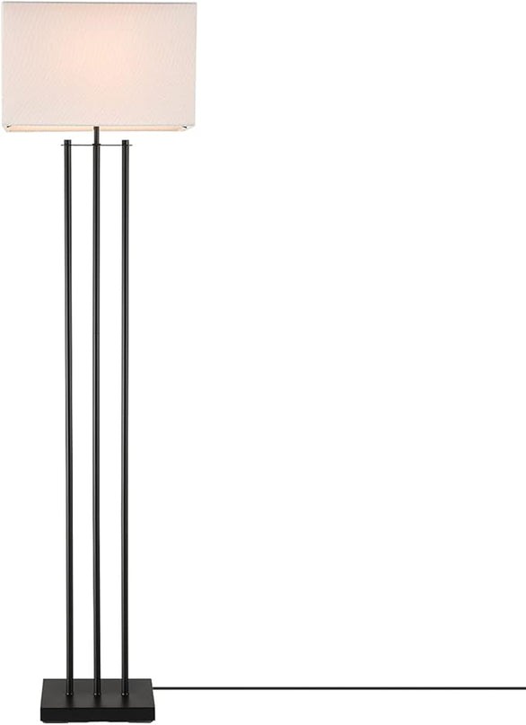 Globe Electric 67522 Ricci 62" Floor Lamp, Matte Black, White Fabric Shade, On Off Switch on Socket - LeafyLoom
