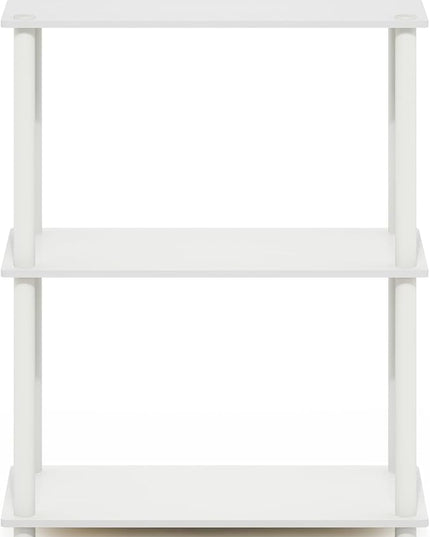 Furinno Turn-N-Tube 3-Tier Compact Multipurpose Shelf Display Rack, White/White - LeafyLoom