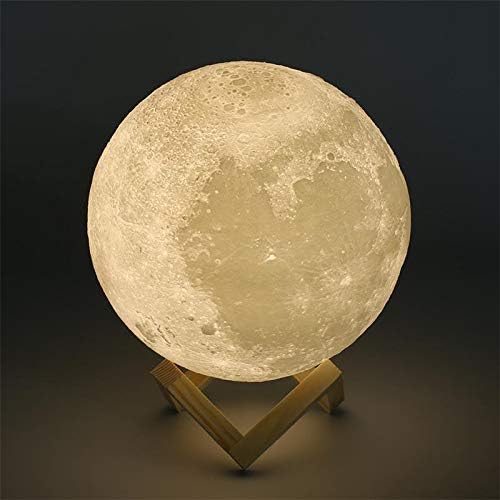 Moon Lamp - Unique Gift - 3D Print 3 Colors (Warn, Cool & Harvest) Lunar Lamp - Rechargeable and Touch Control Brightness (18cm) - LeafyLoom