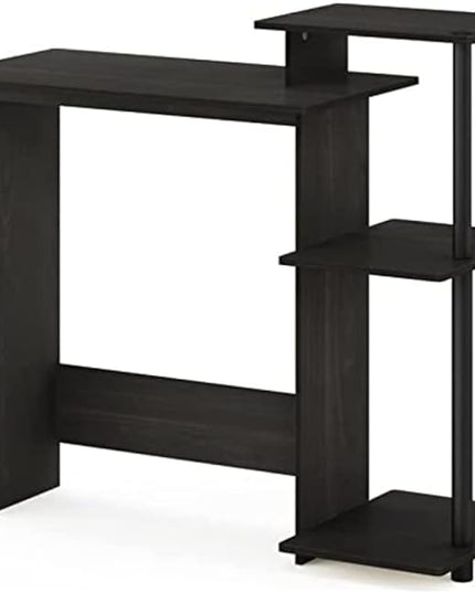 Furinno Efficient Home Laptop Notebook Computer Desk with Square Shelves, Espresso/Black - LeafyLoom