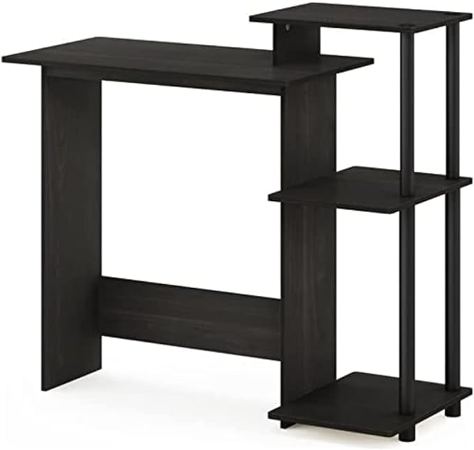 Furinno Efficient Home Laptop Notebook Computer Desk with Square Shelves, Espresso/Black - LeafyLoom