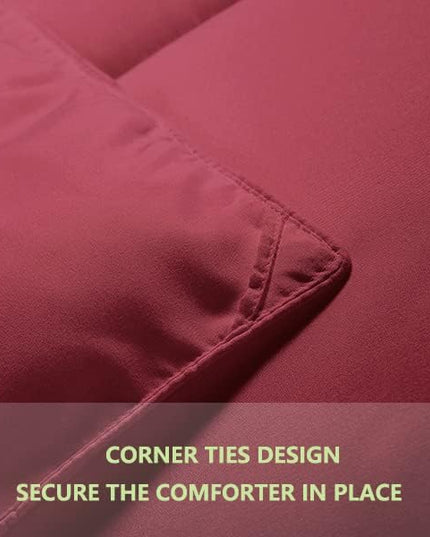 King Comforter Set 3 Pieces - Goose Down Alternative with 2 Pillow Shams - Extra Thick - Soft and Comfortable - Machine Washable (King,Burgandy) - LeafyLoom