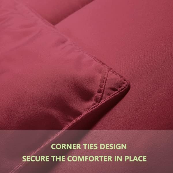 King Comforter Set 3 Pieces - Goose Down Alternative with 2 Pillow Shams - Extra Thick - Soft and Comfortable - Machine Washable (King,Burgandy) - LeafyLoom