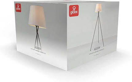 Globe Electric 67519 Allen 59" Floor Lamp, Matte Black, White Linen Shade, On Off Switch on Socket - LeafyLoom