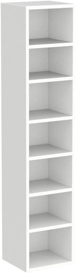 IOTXY Small Narrow Corner Bookcase - 59 Inches Tall Gap Freestanding Storage Cabinet, 7 Lattices Open Shelves Tower Rack, Cubes Bookshelf in White - LeafyLoom