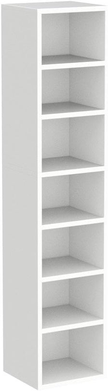 IOTXY Small Narrow Corner Bookcase - 59 Inches Tall Gap Freestanding Storage Cabinet, 7 Lattices Open Shelves Tower Rack, Cubes Bookshelf in White - LeafyLoom