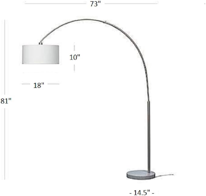Modern 81" Arc Tall Living Room-Stand Up Arching Drum Shade Large Floor Lamp for Dinning/Bedrooms-Corner Lamp for Office Lighting - LeafyLoom