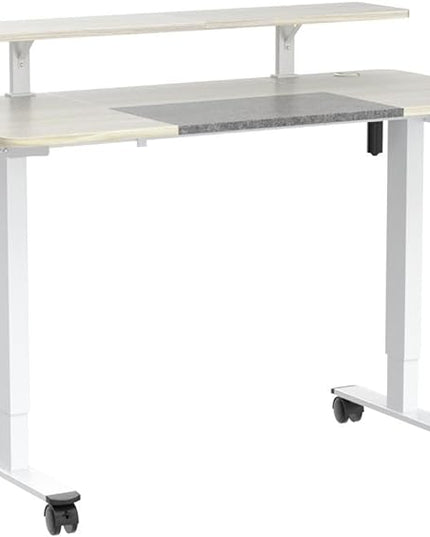 WOKA 55 x 28 Inch Electric Standing Desk with Wheels, Height Adjustable Stand up Desk with a Monitor Stand Riser, Standing Computer Desk with Memory Controllers, Adjustable Desks for Home Office - LeafyLoom