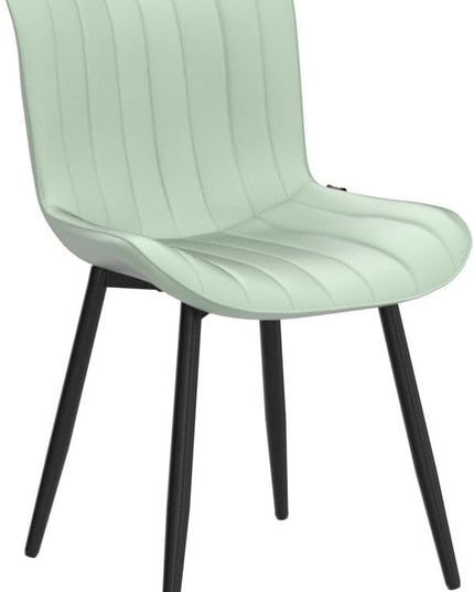YOUNUOKE Dining Chairs Set of 2 Upholstered Mid Century Modern Kitchen Chair Armless Faux Leather Side Chairs with Padded Back Metal Legs for Living Room Bedrooms Mint Light Sage Green - LeafyLoom
