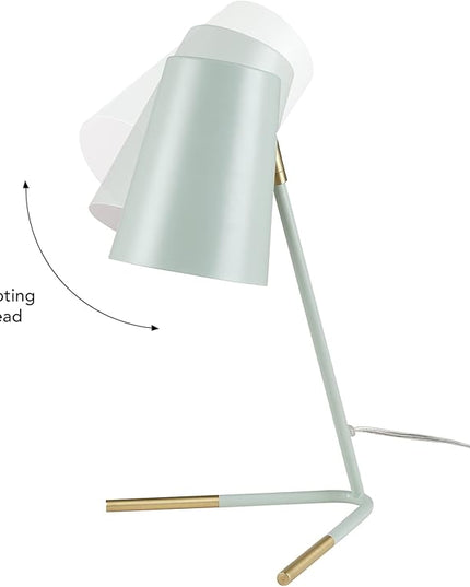 Globe Electric 56086 Dobby 16" Desk Lamp, Matte Teal, Gold Accents - LeafyLoom