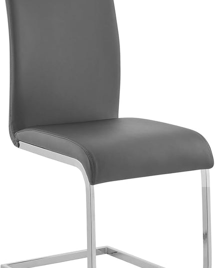 Armen Living Amanda Dining Grey faux leather with Chrome finish Kitchen & Dining Chair - Set of 2, Height - LeafyLoom