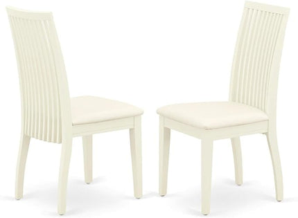 East West Furniture BOIP5-WHI-C 5Pc Set Includes a Round Dinette Table and Four Linen Fabric Seat Dining Chairs, White Finish, 42x42 Inch - LeafyLoom
