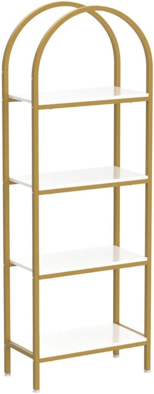 Tribesigns 4-Tier Open Bookshelf Set of 2, 70.8" Modern Wood Bookcase Storage Shelves with Metal Frame, Freestanding Display Rack Tall Shelving Unit for Bedroom, Living Room (White and Gold, 2PCS) - LeafyLoom