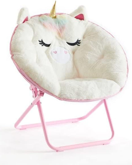 Heritage Kids Unicorn Saucer Chair, For Gaming Textile, White - LeafyLoom