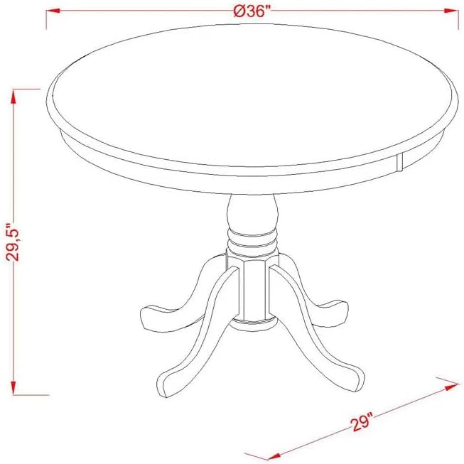 East West Furniture Kitchen Table, 36x36 Inch, ANT-MAH-TP - LeafyLoom