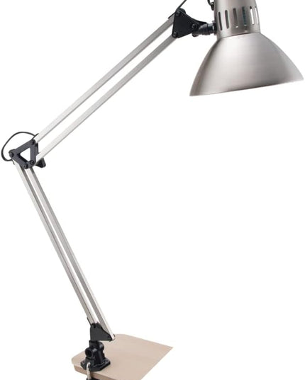 V LIGHT Architectural Swing Arm Desk Lamp, Clamp lamp with LED bulb, Work Light for Any Space, Brushed Nickel Finish 7.5 x 5.5 x 33 - LeafyLoom
