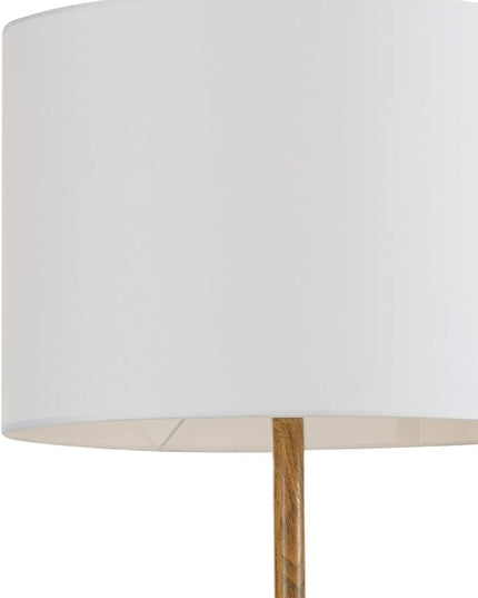 Globe Electric Novogratz x 67225 65" Floor Lamp, 2-Tone Wood Toned Base, White Fabric Shade, Socket Rotary Switch, Living Room Décor, Reading Light, Home Essentials, Bedroom, Office Accessories - LeafyLoom