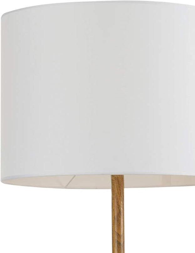 Globe Electric Novogratz x 67225 65" Floor Lamp, 2-Tone Wood Toned Base, White Fabric Shade, Socket Rotary Switch, Living Room Décor, Reading Light, Home Essentials, Bedroom, Office Accessories - LeafyLoom