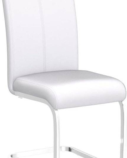 Dining Chairs Set, Kitchen Modern Metal Chairs with Faux Leather Padded Seat High Back and Sturdy Chrome Legs, Chairs for Dining Room (White-1, Set of 4) - LeafyLoom