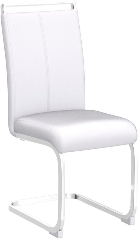 Dining Chairs Set, Kitchen Modern Metal Chairs with Faux Leather Padded Seat High Back and Sturdy Chrome Legs, Chairs for Dining Room (White-1, Set of 4) - LeafyLoom