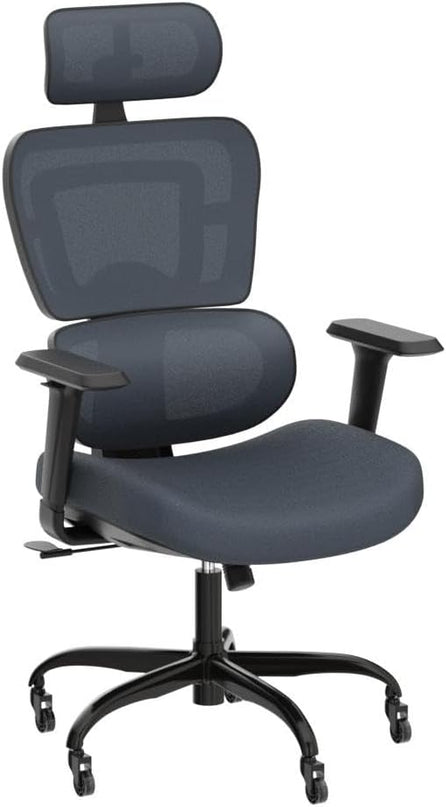 Ergonomic Office Chair - Mesh Office Chair High Back, Rolling Desk Chair, Executive Swivel Chair, Computer Chair with 3D Adjustable Armrest, 3D Lumbar Support, Blade Wheels, Adjustable Headrest - LeafyLoom