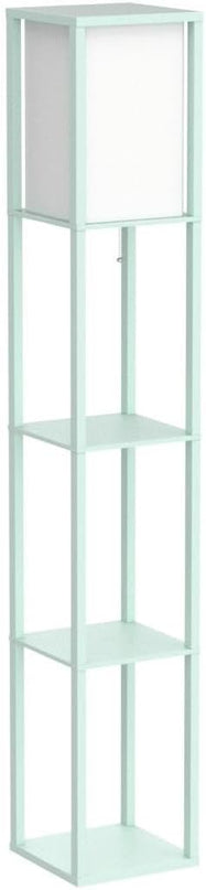 Simple Designs LF1014-AQU-2PK Three Shelf Etagere Organizer Storage Floor Lamp 2 Pack Set with White Linen Shade for Living Room, Bedroom, Office, Hallway, Aqua - LeafyLoom